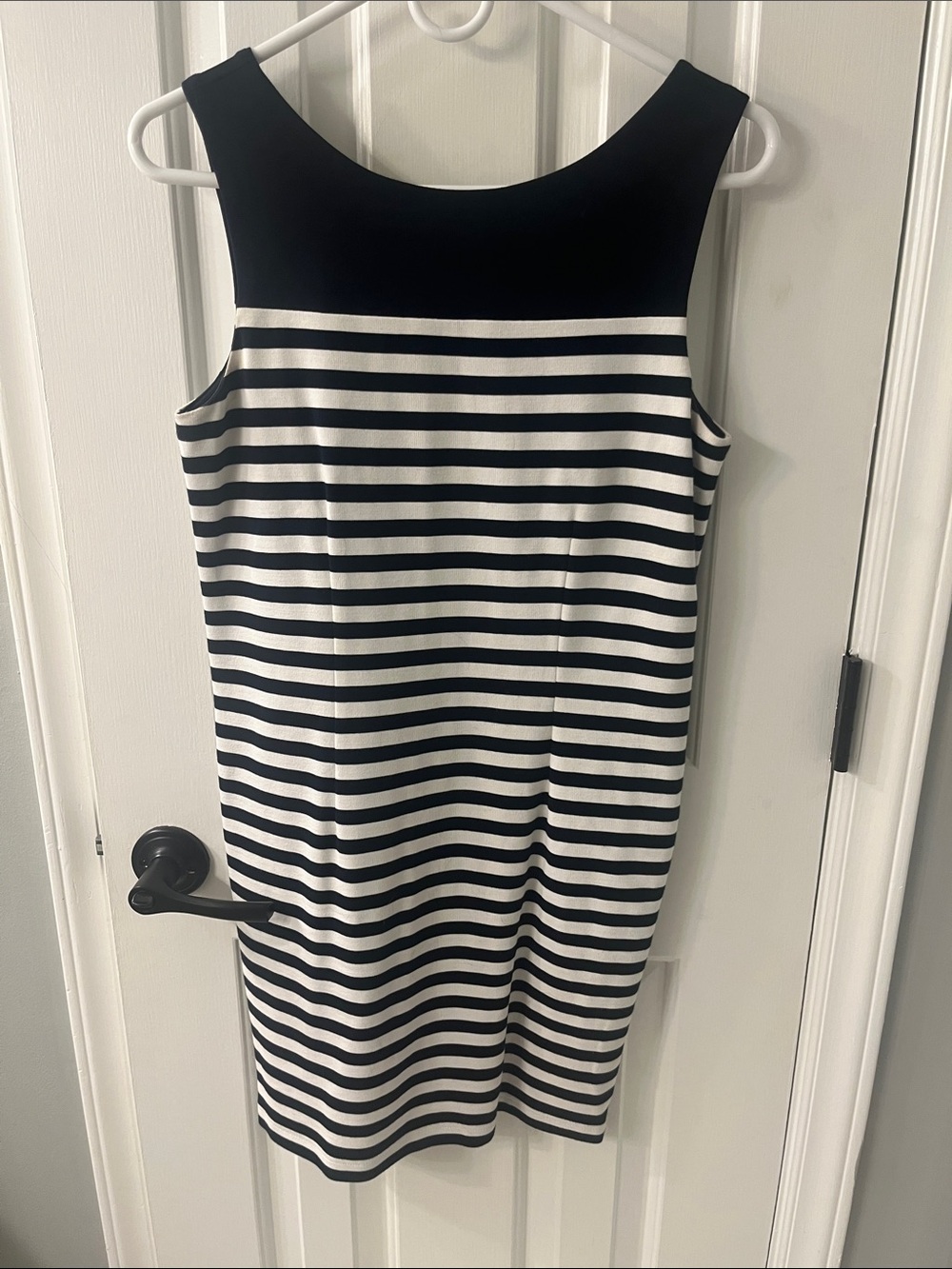 Banana Republic Navy and White Striped Midi Dress